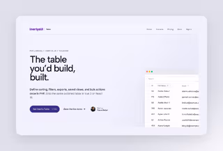 Define sorting, filters, exports, saved views and bulk actions once in PHP, then show the same table in Vue 3 or React 19.