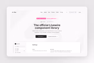 Flux is the official component library for Livewire, built for Tailwind CSS.