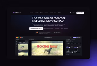 ZXN Studio records your screen and camera, edits them on a multi-track timeline and removes backgrounds, all on your Mac.