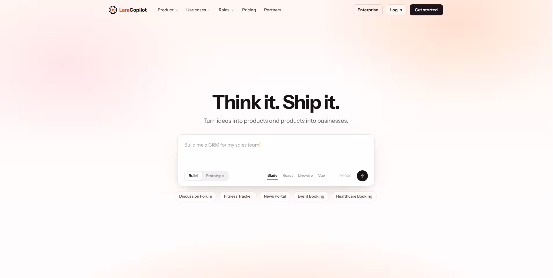 LaraCopilot landing page