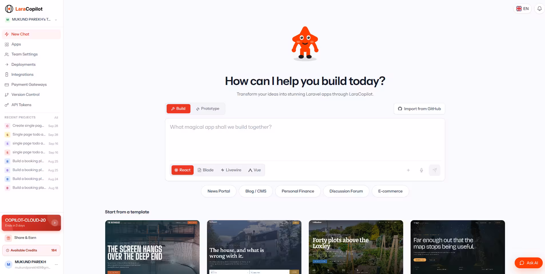 Start an app through chat