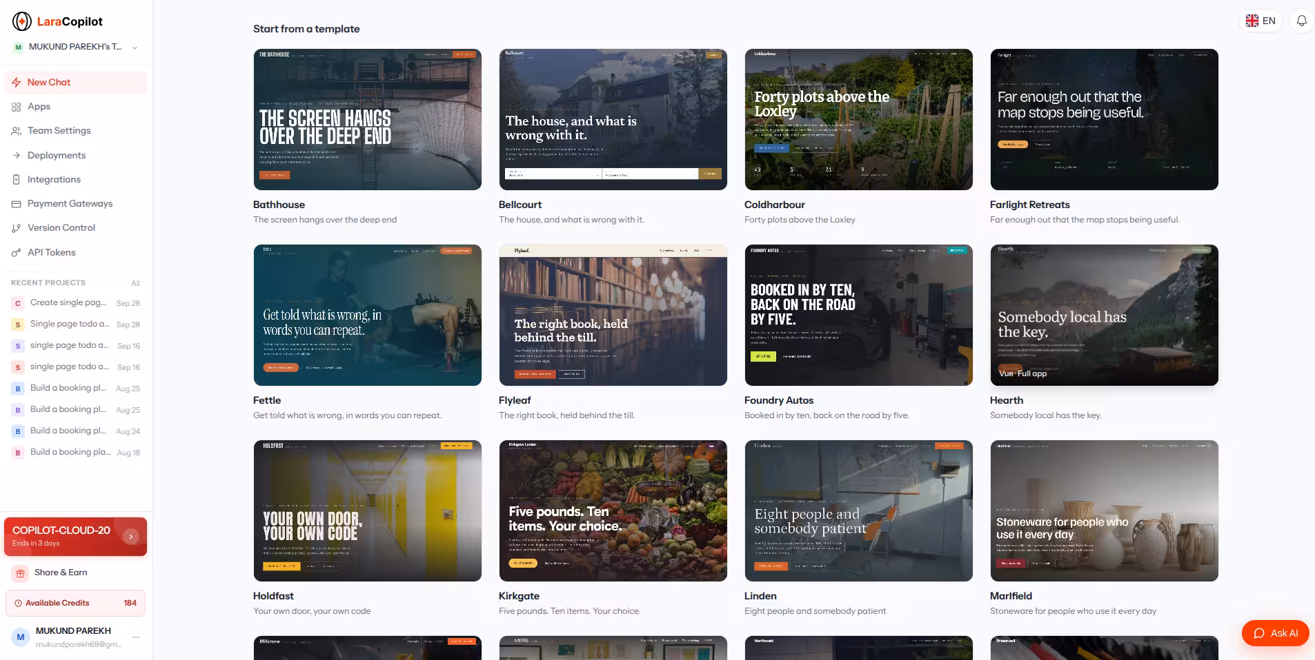 Project template gallery